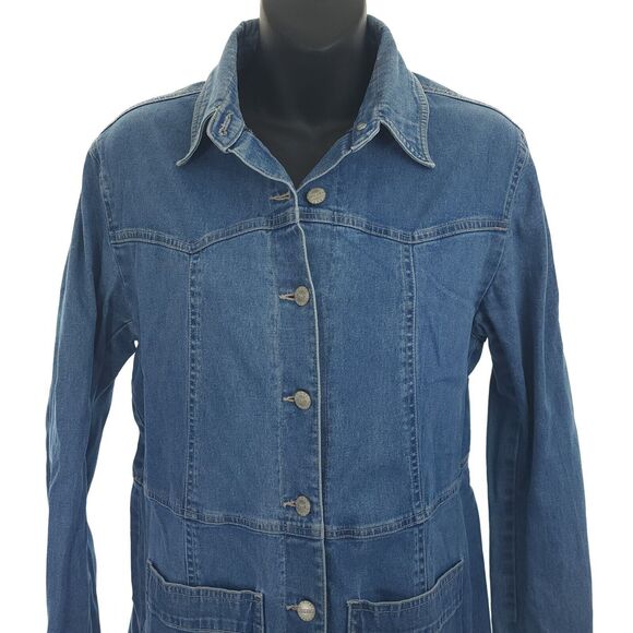 VTG JOUJOU Womens S Western Shirt Dress L/S Blue Denim Button Up 80s 90s EUC - Picture 4 of 8